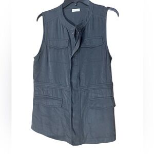 GF Collection Women’s Grey Cargo Vest Snap Waist Sleeveless Vest Pockets - Sz S